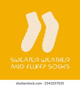 Warm sock, waves and fluffy fur on top, autumn or winter clothes element, vector