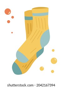 Warm socks from camping and outdoor recreation set, isolated on white background, can use for camp flyer, card, posters, t-shirt design. Vector illustration.