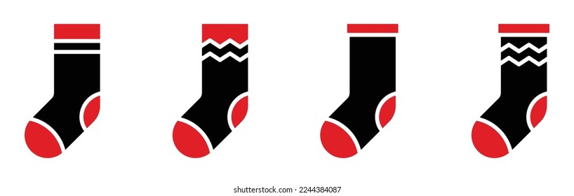 Icono de calcetines cálidos. Icono de sockets con diferentes ornamentos, ilustración vectorial