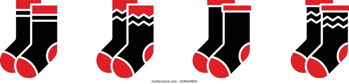 Icono de calcetines cálidos. Icono de sockets con diferentes ornamentos, ilustración vectorial