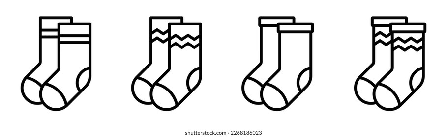 Warm socks icon. Socks with different ornaments icon, Vector illustration