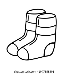 Warm socks line icon. Winter socks icon in outline style. Vector illustration isolated on white.