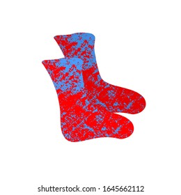 Warm socks pair isolated on white background. Casual footwears. Fashion apparels elements. Vector illustration.