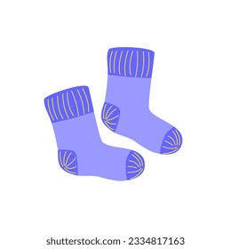 Warm socks set. Cozy autumn or winter concept. Hand drawn colored Vector illustration. Cartoon style. Design templates. All elements are isolated
