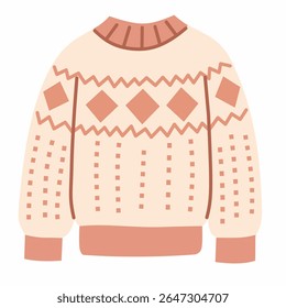 Warm and soft patterned winter sweater, perfect for flat style illustrations and cozy seasonal themes.