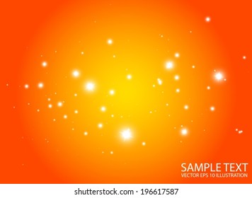 Warm space flares decorative template - Shiny orange glittering design background  illustration space