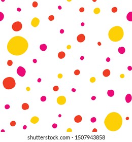 Warm spots seamless pattern. Vector colored polka dot seamless template for festive design.
