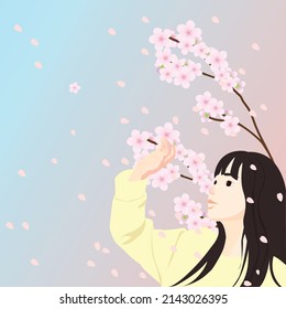 Warm spring comes and cherry blossoms scatter