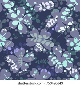 Warm spring night. Floral seamless pattern, gentle pastel ornament, vector illustration