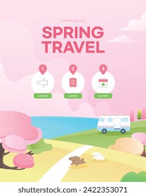 Warm Spring Travel Banner Illustration