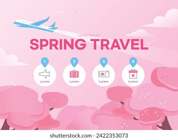 Warm Spring Travel Banner Illustration