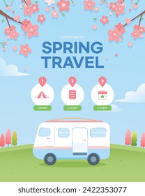 Warm Spring Travel Banner Illustration svg
