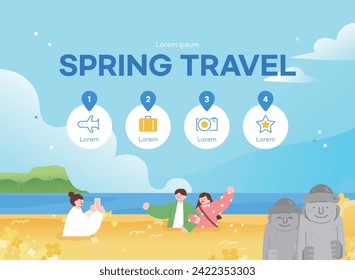 Warm Spring Travel Banner Illustration