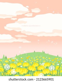 A warm spring view illustration. 