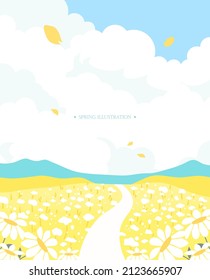 A warm spring view illustration. 