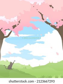 A warm spring view illustration. 