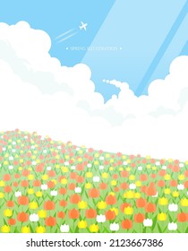 A warm spring view illustration. 