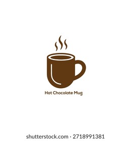 Icono caliente de la taza de cacao al vapor, silueta mínima de la taza de la bebida caliente de Brown para el menú del café, proyectos del diseño de la marca y del empaquetado

