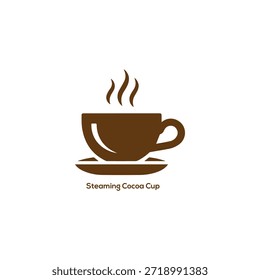 Icono caliente de la taza de cacao al vapor, silueta mínima de la taza de la bebida caliente de Brown para el menú del café, proyectos del diseño de la marca y del empaquetado

