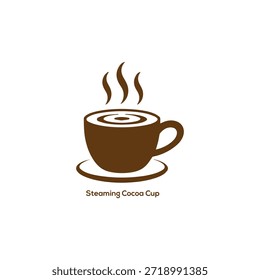 Icono caliente de la taza de cacao al vapor, silueta mínima de la taza de la bebida caliente de Brown para el menú del café, proyectos del diseño de la marca y del empaquetado

