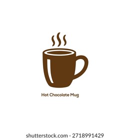 Icono caliente de la taza de cacao al vapor, silueta mínima de la taza de la bebida caliente de Brown para el menú del café, proyectos del diseño de la marca y del empaquetado

