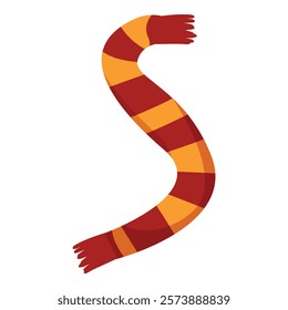 Warm striped scarf floating on a white background, perfect for winter designs