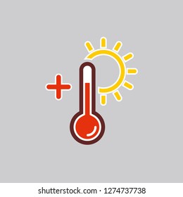 Warm summer thermometer vector icon