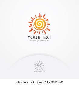 Warm sun logo, Vector of spiral sun logo. Sun logo or icon vector design template