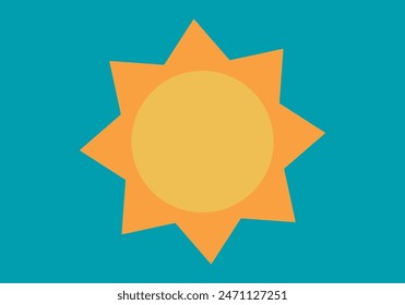 Warm sun on blue background.