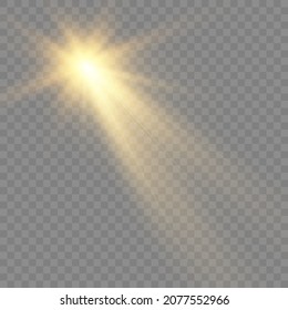 Warm sun on a transparent background. Vector illustration.