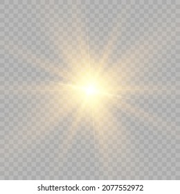 Warm sun on a transparent background. Vector illustration.