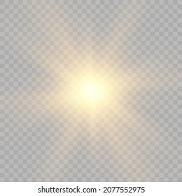 Warm sun on a transparent background. Vector illustration.