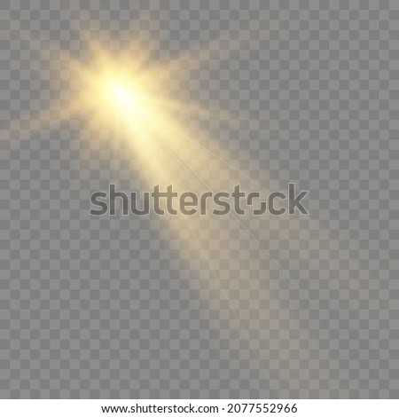 Warm sun on a transparent background. Vector illustration.