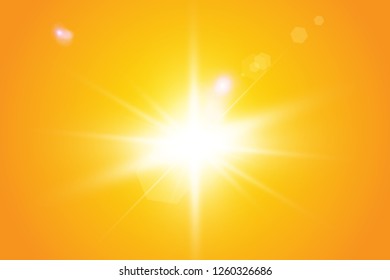  Warm sun on a yellow background. Leto.bliki solar rays
