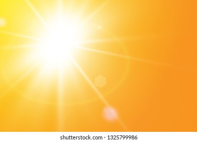  Warm sun on a yellow background. Leto.bliki solar rays
