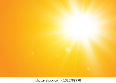  Warm sun on a yellow background. Leto.bliki solar rays
