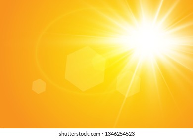  Warm sun on a yellow background. Leto.bliki solar rays
