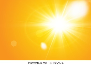  Warm sun on a yellow background. Leto.bliki solar rays
