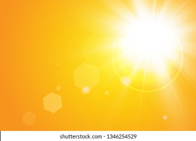  Warm sun on a yellow background. Leto.bliki solar rays
