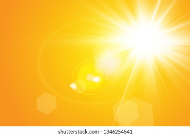  Warm sun on a yellow background. Leto.bliki solar rays
