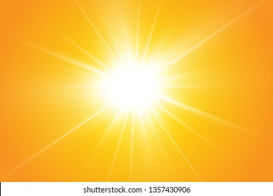  Warm sun on a yellow background. Leto.bliki solar rays

