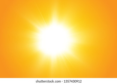  Warm sun on a yellow background. Leto.bliki solar rays

