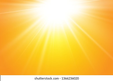  Warm sun on a yellow background. Leto.bliki solar rays
