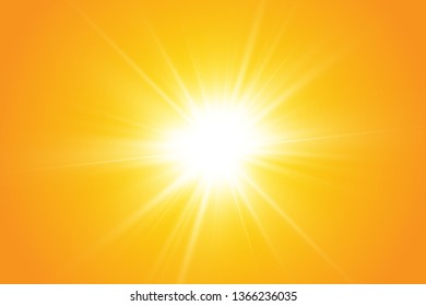  Warm sun on a yellow background. Leto.bliki solar rays
