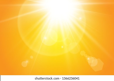  Warm sun on a yellow background. Leto.bliki solar rays

