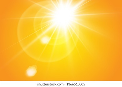  Sol cálido sobre un fondo amarillo. Leto.bliki rayos solares
