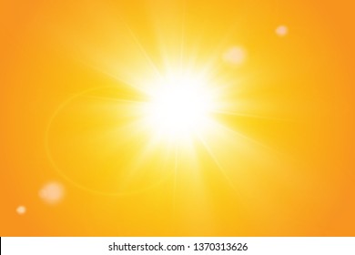  Warm sun on a yellow background. Leto.bliki solar rays