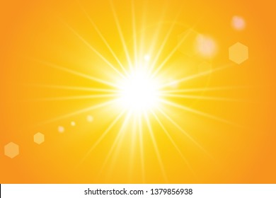  Warm sun on a yellow background. Leto.bliki solar rays
