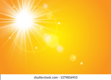  Warm sun on a yellow background. Leto.bliki solar rays
