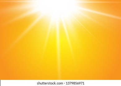  Warm sun on a yellow background. Leto.bliki solar rays
